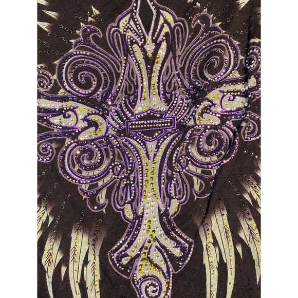 Vintage HARLEY DAVIDSON Lace Back Rhinestone Women's LONG SLEEVE black SMALL - Picture 5 of 15